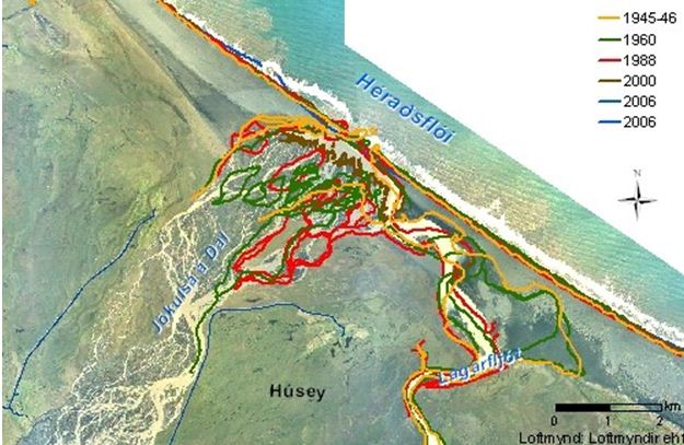 Mynd 4. Yfirlitsmynd breyting á strandlengju við Héraðsflóa