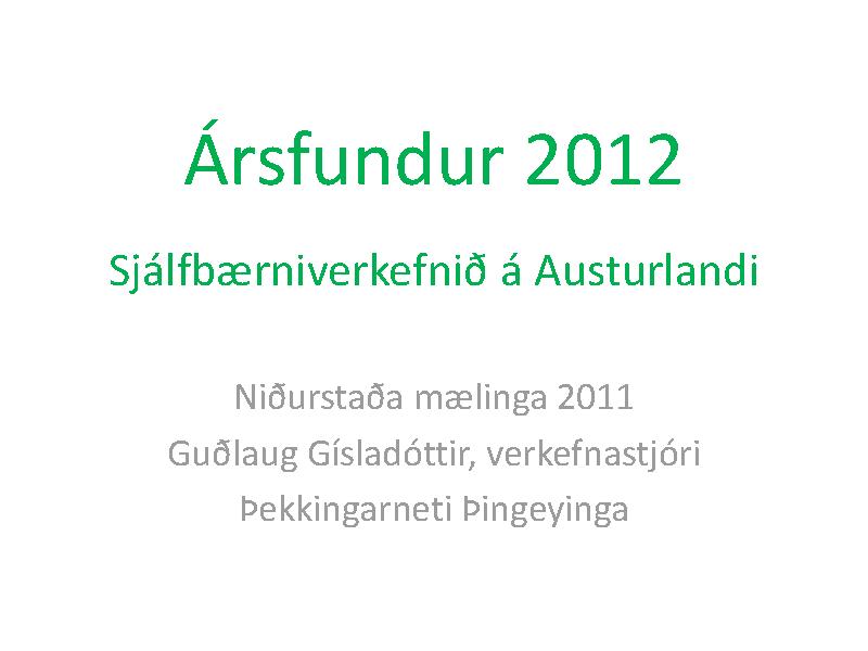 Niðurstaða mælinga 2011
