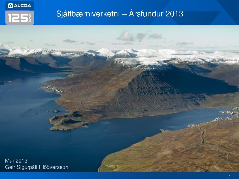 Sjálfbærniverkefni - Ársfundur 2013