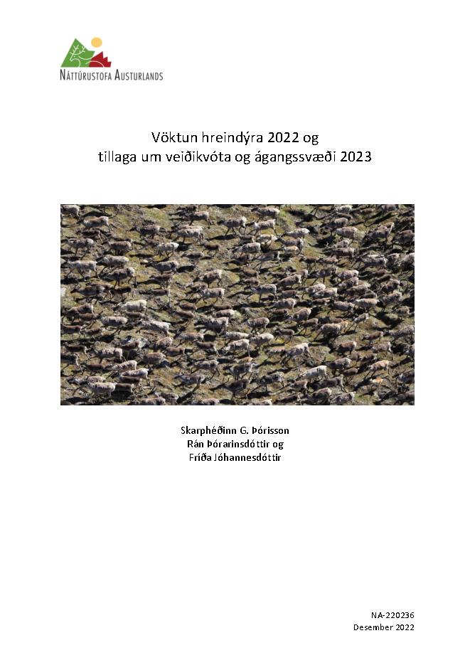 NA-220236 - Vöktun hreindýra 2022 og tillaga um veiðikvóta og ágangssvæði 2023